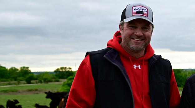 Cattle farmer in the field